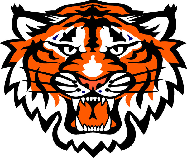 Tiger head team mascot color vinyl sports sticker. Customize as you order. Tiger Head 3